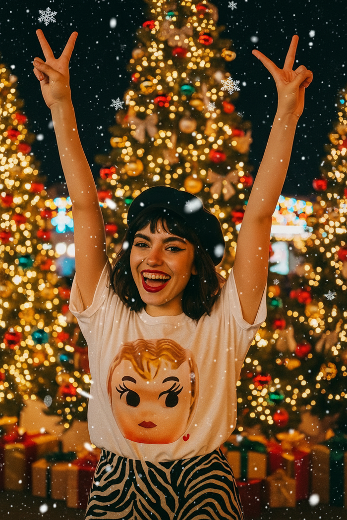 T-Shirt - Gold Kewpie Head design with Pink Heart deco