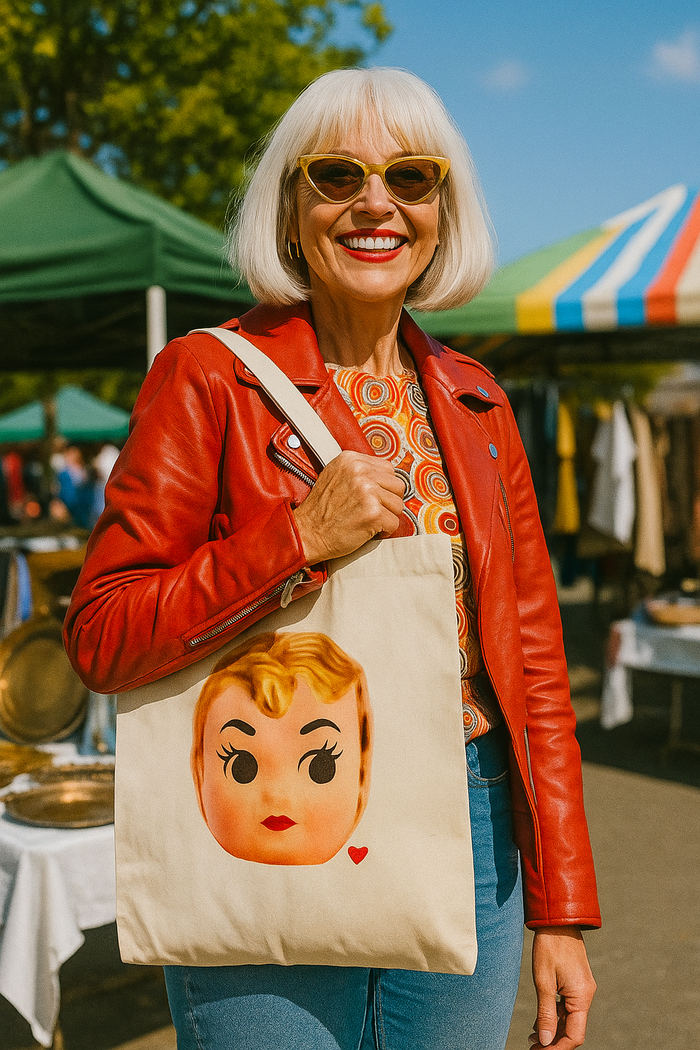 Gold Kewpie Head & heart deco Tote bag